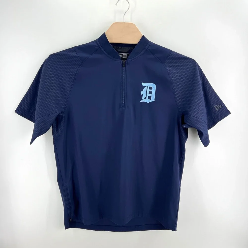 New Era Detroit Tigers 1/4 Zip Large Performance Navy Coach Short Sleeve Jacket
